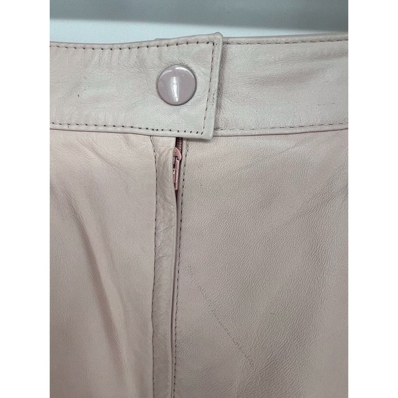Vintage Bermans Pale Pink Leather Pencil Skirt Size 8 - Picture 3 of 8